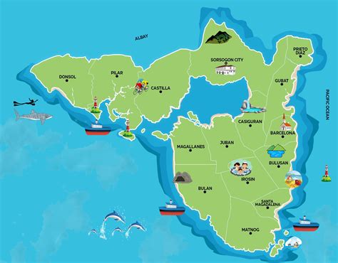 sorsogon map|Attraction Map .